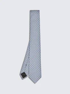 Hot Brioni and yellow micro motif silk tie Light blue