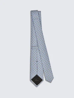 Hot Brioni and yellow micro motif silk tie Light blue