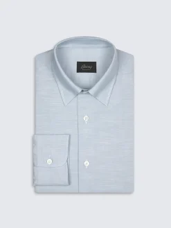 Fashion Brioni cotton hidden button-down shirt Light blue