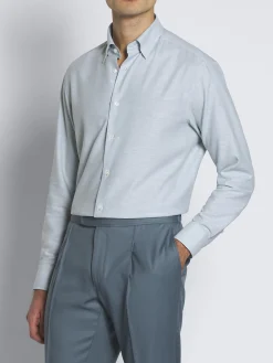 Fashion Brioni cotton hidden button-down shirt Light blue