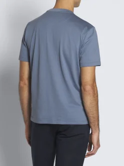 Hot Brioni gassed organic cotton T-shirt Light blue