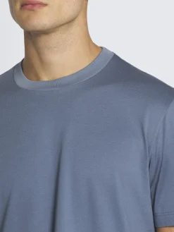 Hot Brioni gassed organic cotton T-shirt Light blue