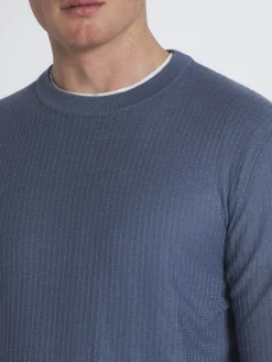 Outlet Brioni jacquard cashmere and silk crewneck sweater Light blue