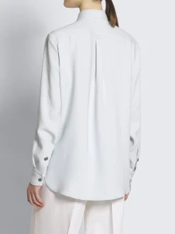 Hot Brioni Light blue silk cady military shirt