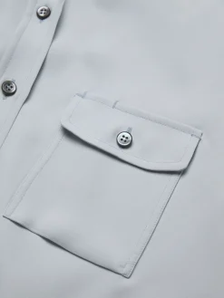 Hot Brioni Light blue silk cady military shirt