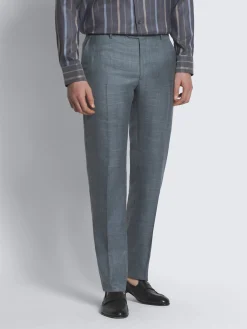 Online Brioni Light blue silk, cashmere and linen slab twill Tigullio trousers
