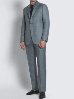 Online Brioni Light blue silk, cashmere and linen slab twill Tigullio trousers