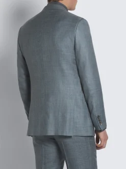 Best Brioni Light blue silk, cashmere and linen slab twill Ravello jacket