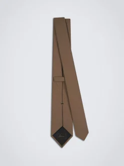 Outlet Brioni iridescent Super 150's wool tie Light brown