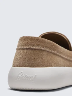 Fashion Brioni suede boat loafers Light brown