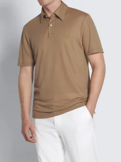 Discount Brioni Light brown technical wool polo