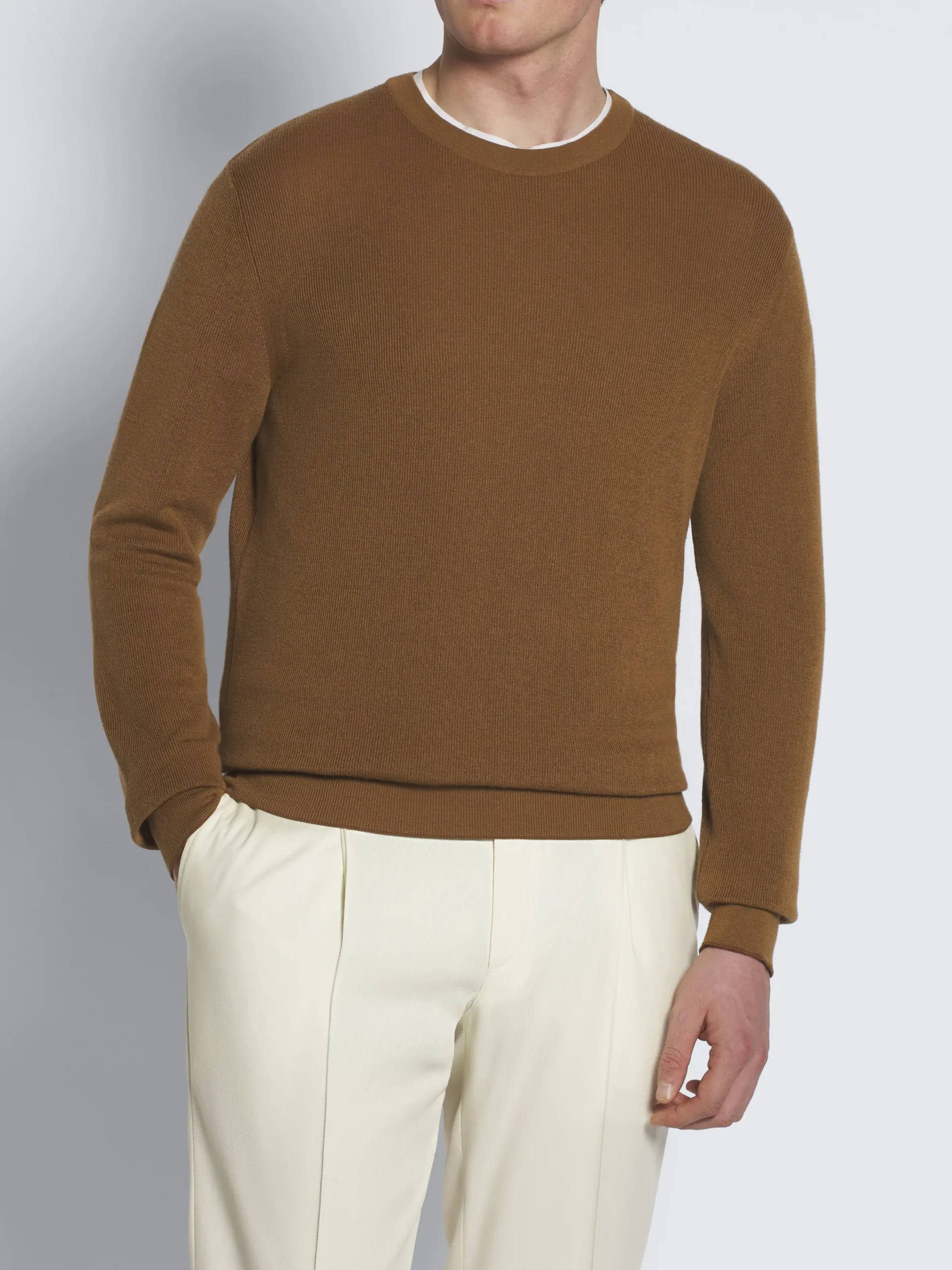 Clearance Brioni vicuña and cotton crewneck sweater Light brown
