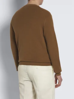 Clearance Brioni vicuña and cotton crewneck sweater Light brown