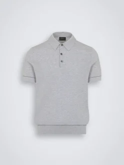 Online Brioni Sea Island piqué cotton polo Light grey