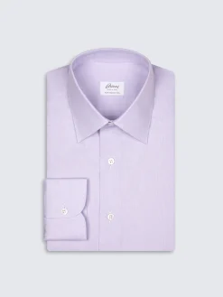 Discount Brioni glen plaid Ventiquattro cotton twill formal shirt Lilac
