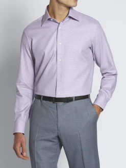 Sale Brioni micro motif jacquard cotton formal shirt Lilac