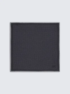 Fashion Brioni and lead grey micro motif silk pocket square Midnight Blue