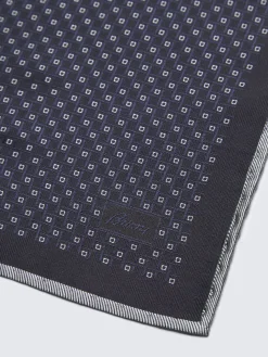 Fashion Brioni and lead grey micro motif silk pocket square Midnight Blue