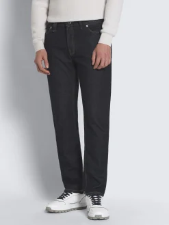 Online Brioni Midnight blue cotton and cashmere denim jeans