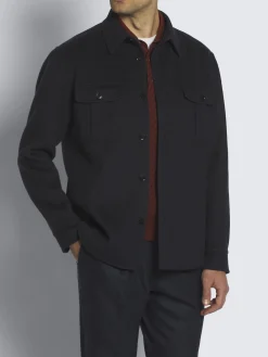 Online Brioni double-splittable wool and cashmere Vagabond overshirt Midnight Blue