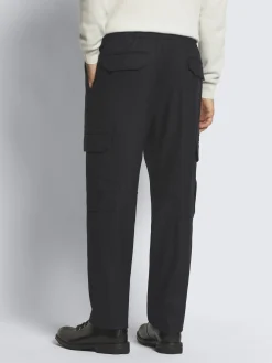 Discount Brioni flannel wool twill Lucca trousers Midnight Blue