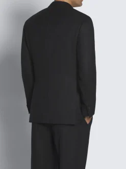 Fashion Brioni herringbone Super 180's wool Brera jacket Midnight Blue