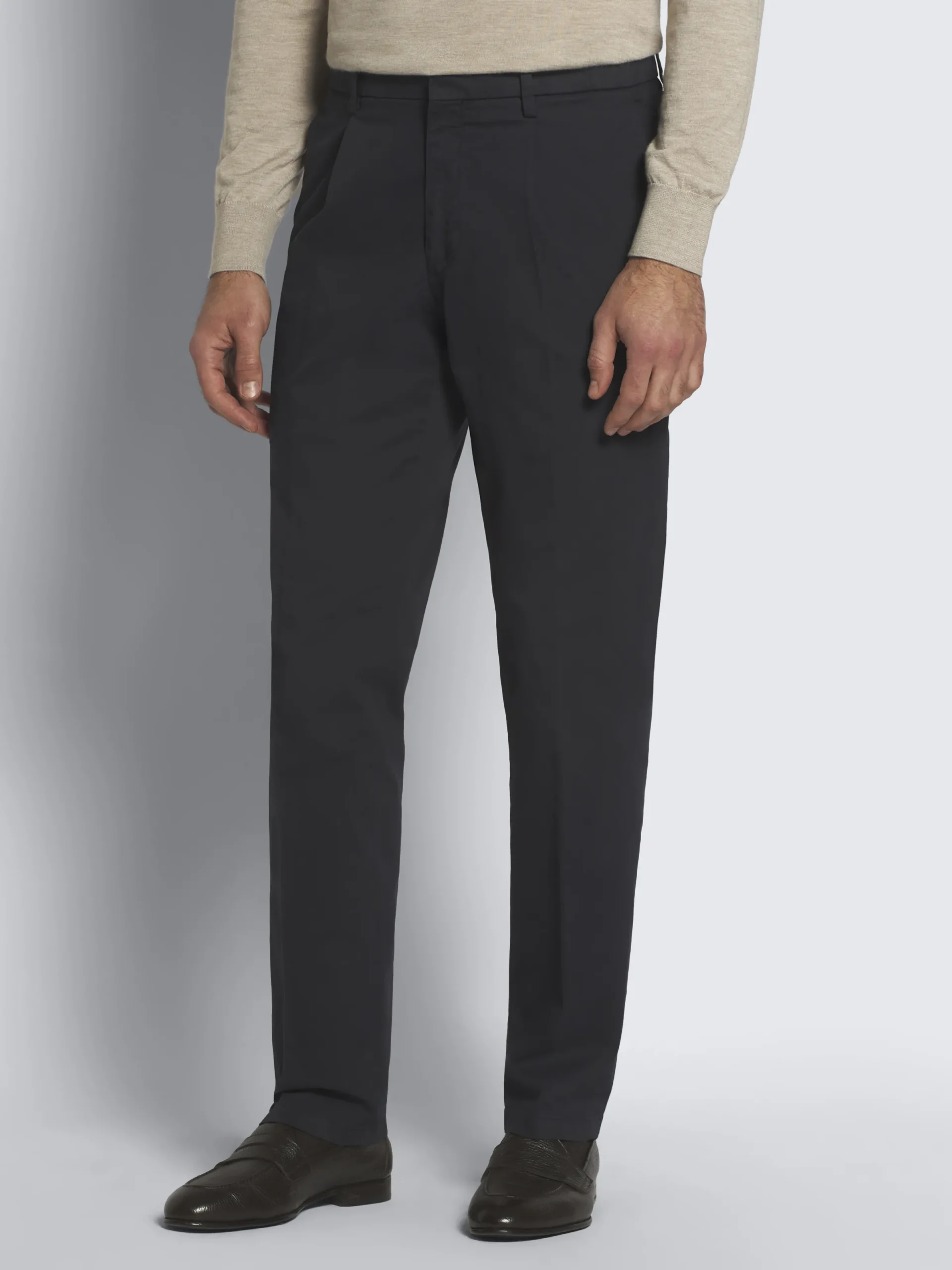 Clearance Brioni organic stretch cotton Pienza trousers Midnight Blue