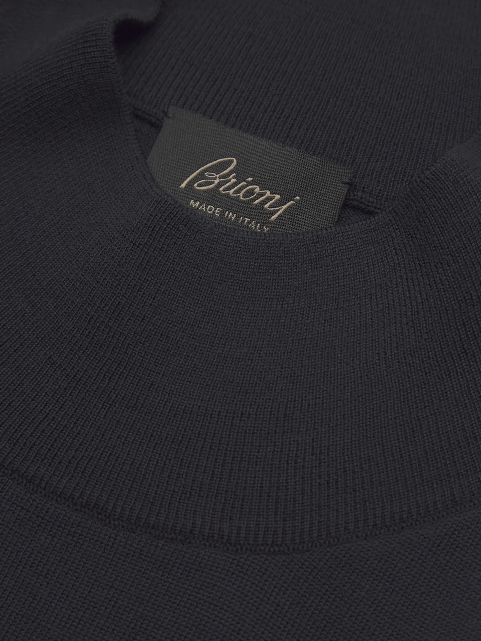 Best Brioni responsible wool mockneck sweater Midnight Blue