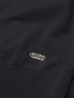 Best Brioni responsible wool mockneck sweater Midnight Blue