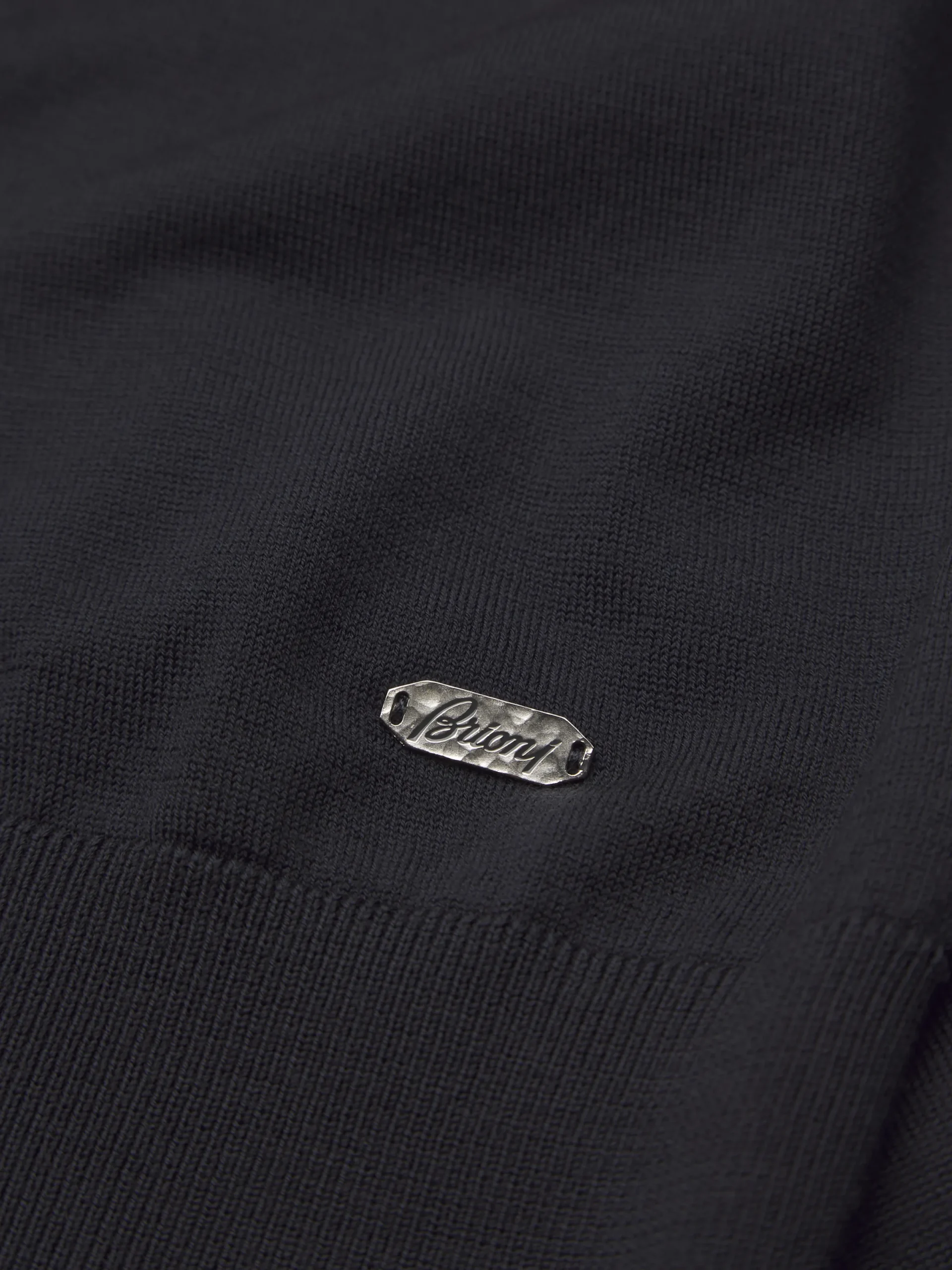 Best Brioni responsible wool mockneck sweater Midnight Blue