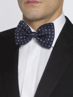 Best Brioni silk bow tie Midnight Blue