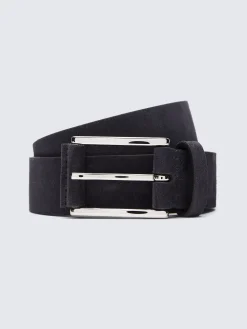 Discount Brioni suede and calf leather belt with roller buckle Midnight Blue