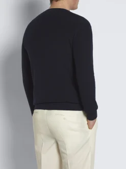 Best Brioni vicuña and cotton crewneck sweater Midnight Blue