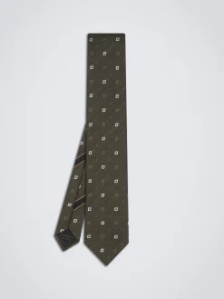 Clearance Brioni silk and linen tie Military green