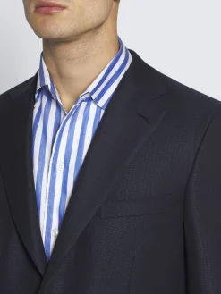 Online Brioni Navy and royal blue hopsak wool, cashmere and silk Ravello jacket Navy blue