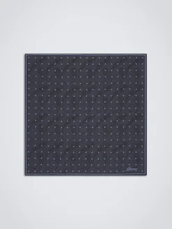 Outlet Brioni Navy and sky blue silk pocket square Navy blue