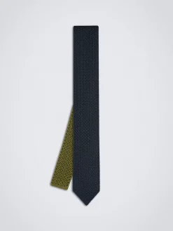 Clearance Brioni and olive green knitted silk tie Navy blue