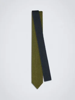 Clearance Brioni and olive green knitted silk tie Navy blue