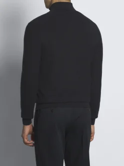 Discount Brioni cashmere and silk half-zip mockneck sweater Navy blue