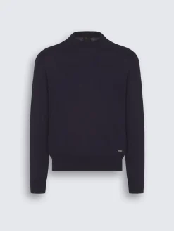 Sale Brioni cashmere and silk crewneck sweater Navy blue