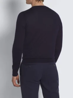 Sale Brioni cashmere and silk crewneck sweater Navy blue