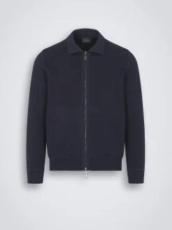 Discount Brioni cashmere, silk and cotton blouson Navy blue