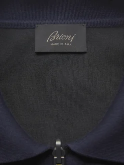 Discount Brioni cashmere, silk and cotton blouson Navy blue