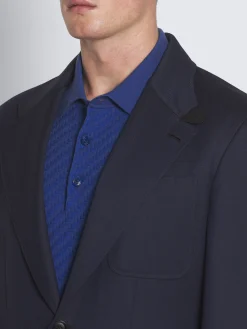 Fashion Brioni Navy blue cavalry wool twill Travel jacket