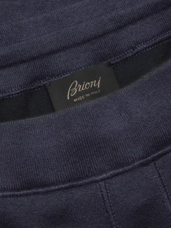 Hot Brioni cotton, cashmere and silk knit trousers Navy blue