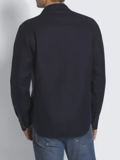 Outlet Brioni double-splittable wool Vagabond overshirt Navy blue