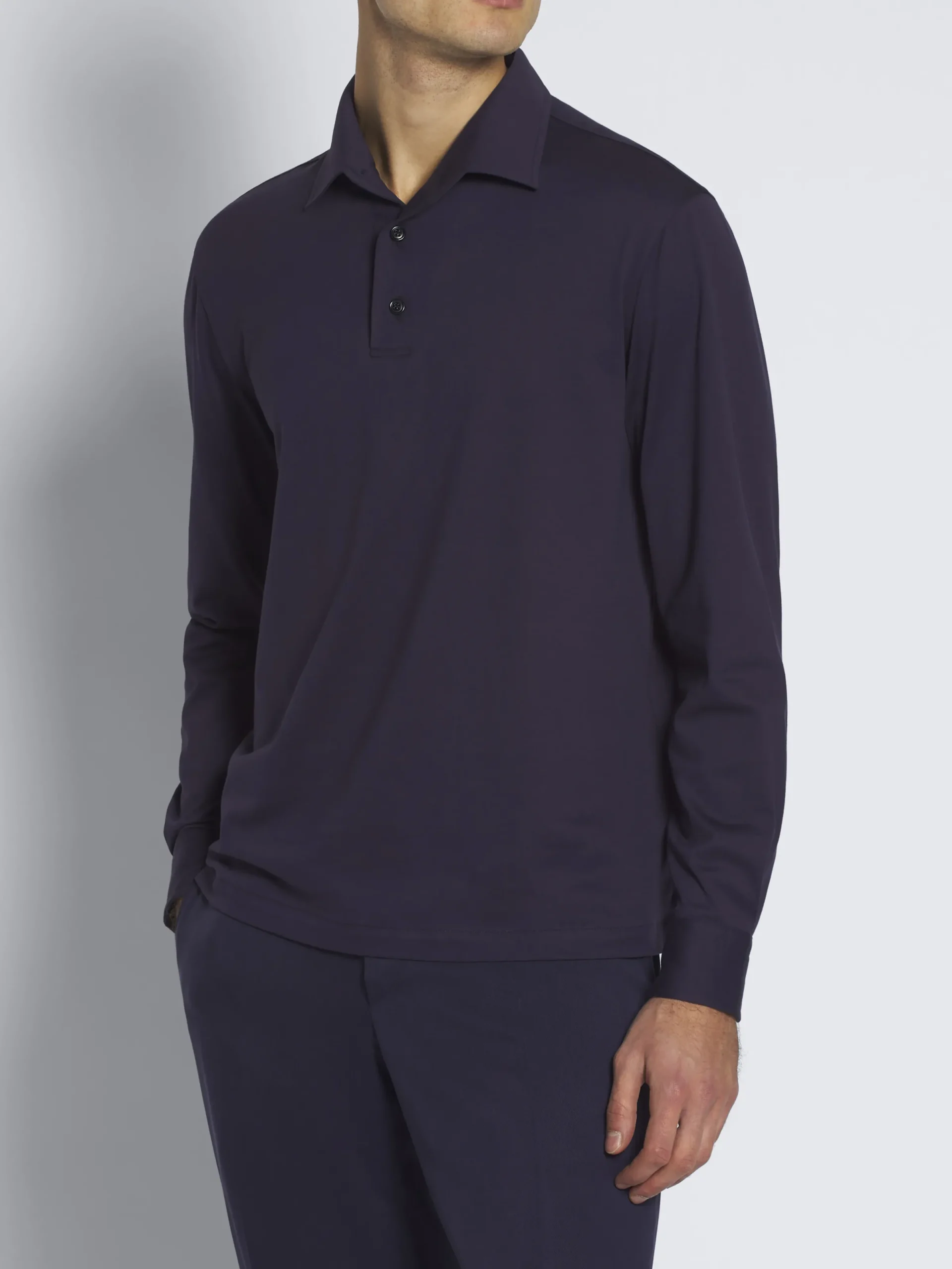 Online Brioni gassed cotton Capri collar polo shirt Navy blue