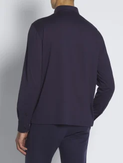 Online Brioni gassed cotton Capri collar polo shirt Navy blue