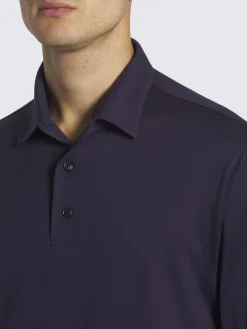 Online Brioni gassed cotton Capri collar polo shirt Navy blue