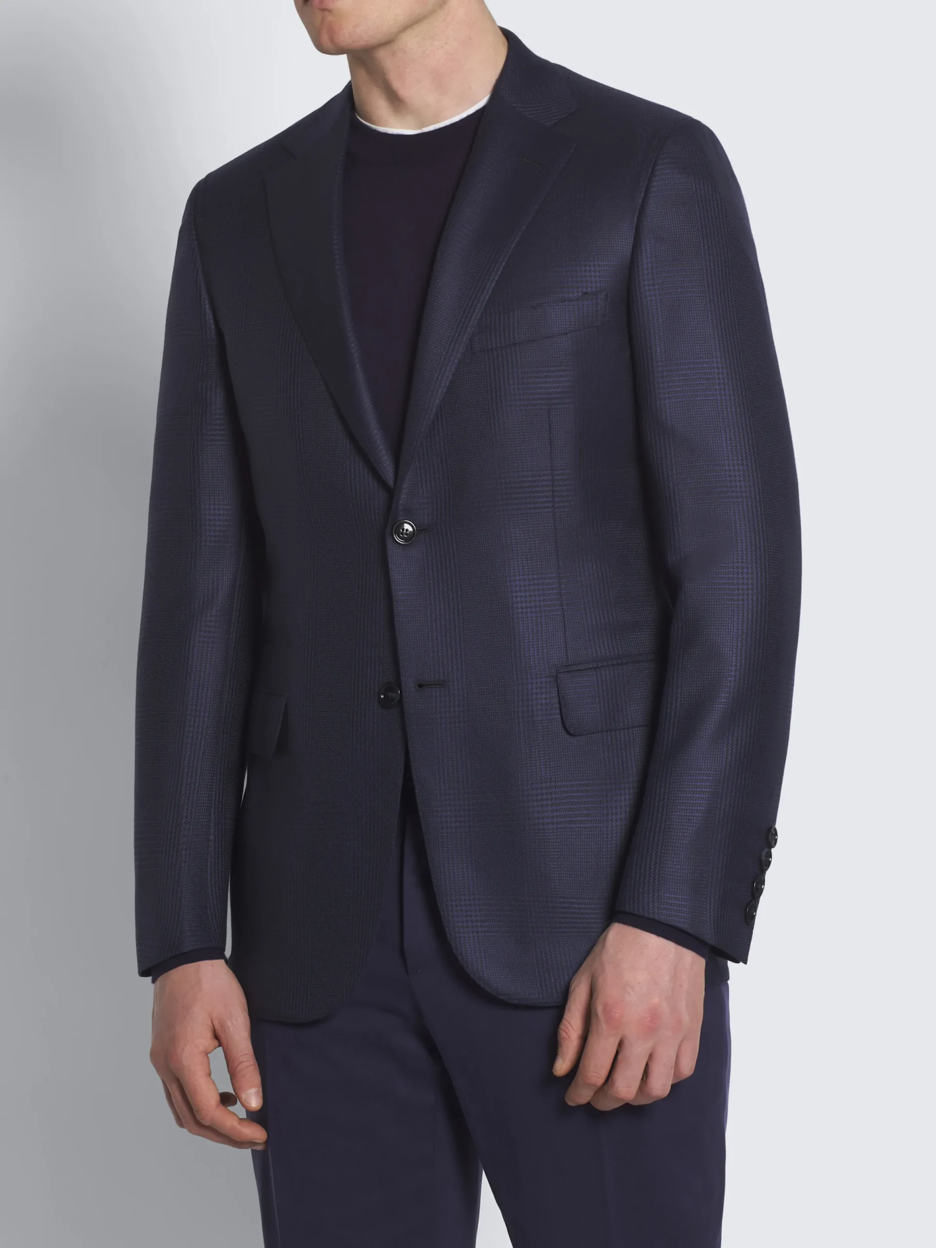 Clearance Brioni glen plaid wool and silk Ravello jacket Navy blue